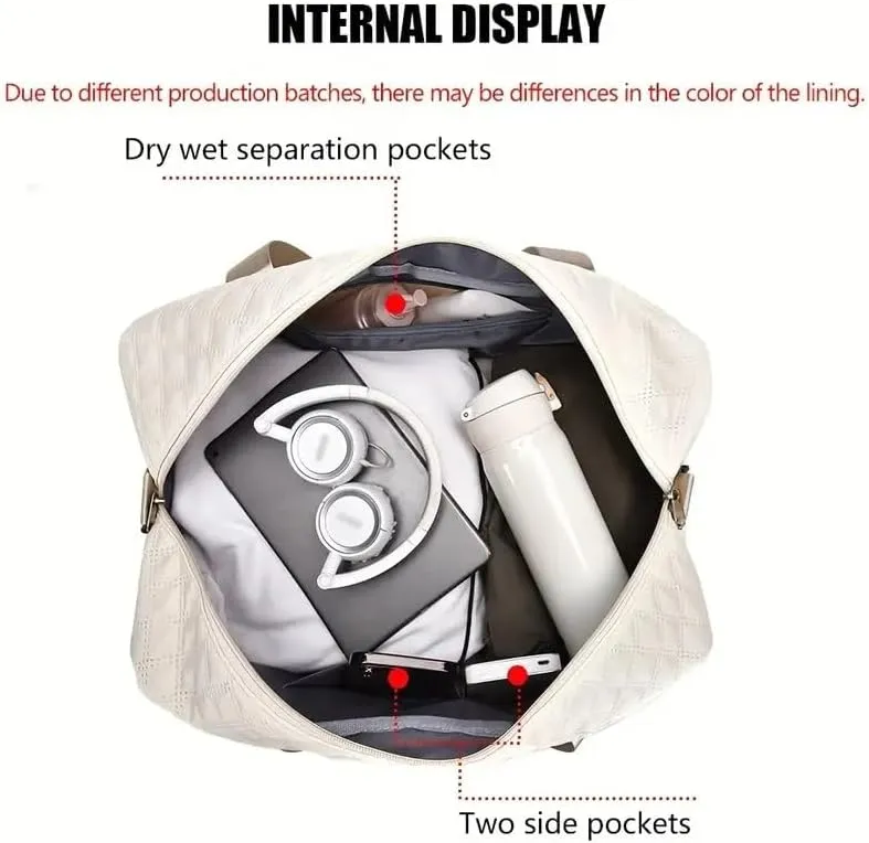 Waterproof Large-Capacity Gym Duffel Bag – Durable Nylon Travel Luggage with Shoe Compartment & Multi-Pocket Organizer – Ideal for Gym, Travel & Weekend Trips, Available in 10 Colors (Khaki)