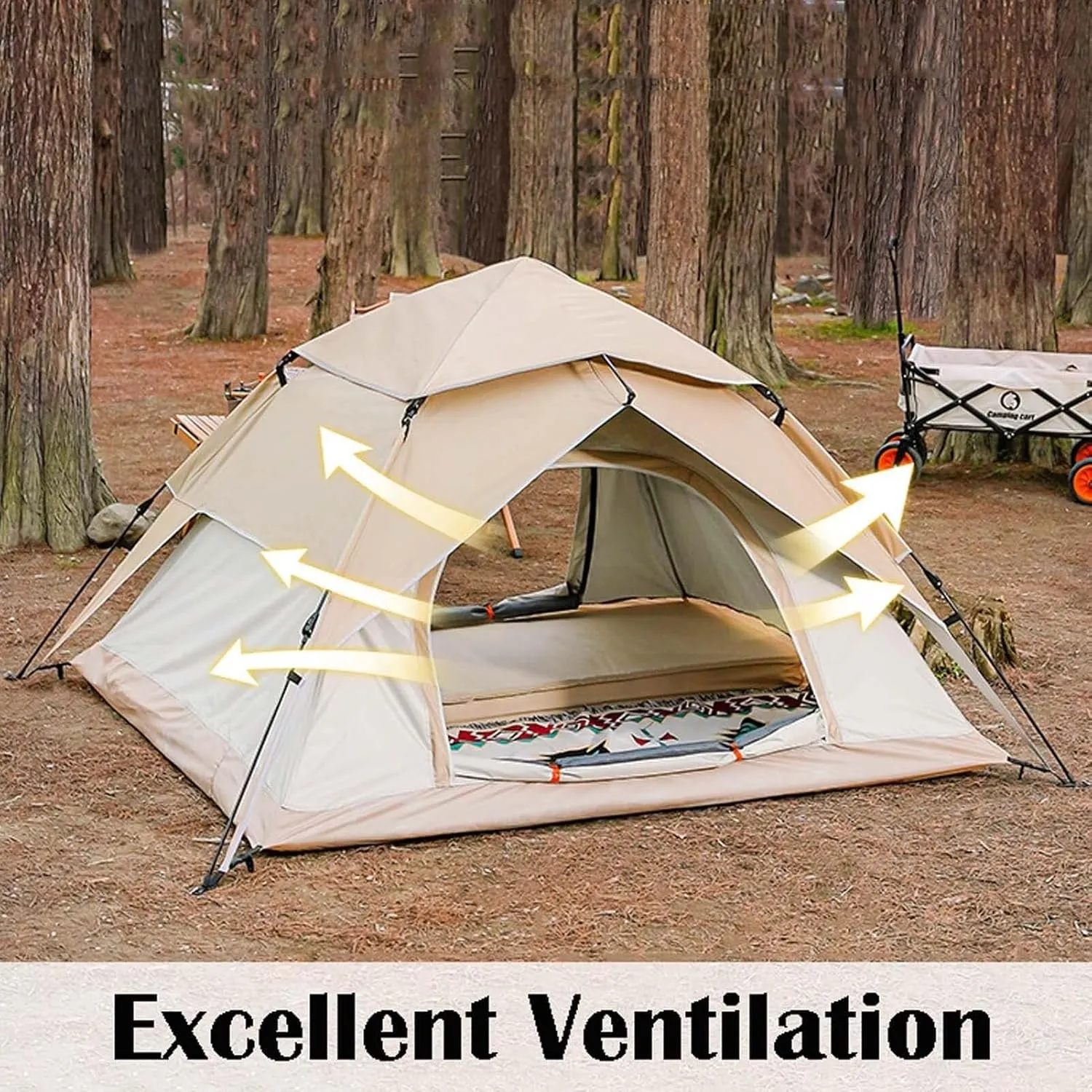 Waterproof Pop Up Camping Tent for 2-3 People, Instant Setup 60s, Windproof & Waterproof with Mesh Windows, Lightweight Portable Dome Tent for Outdoor Camping, Hiking, Family