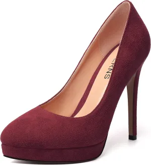 WAYDERNS Womens Pointed Toe Suede Evening Dress Solid Platform Slip On Stiletto High Heel Pumps Shoes 4.7 Inch