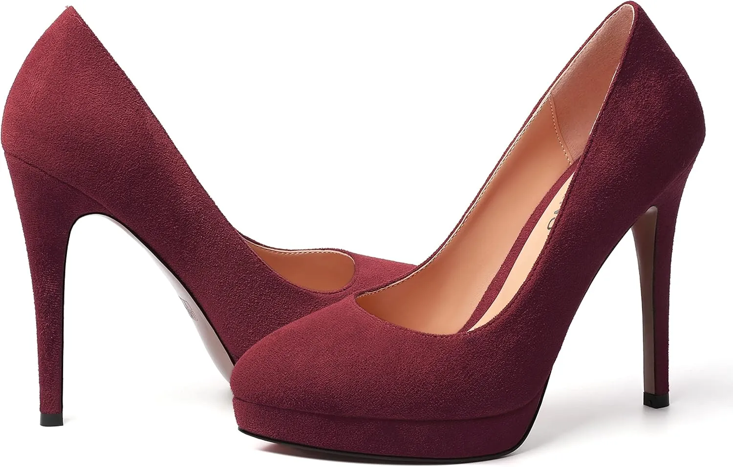 WAYDERNS Womens Pointed Toe Suede Evening Dress Solid Platform Slip On Stiletto High Heel Pumps Shoes 4.7 Inch