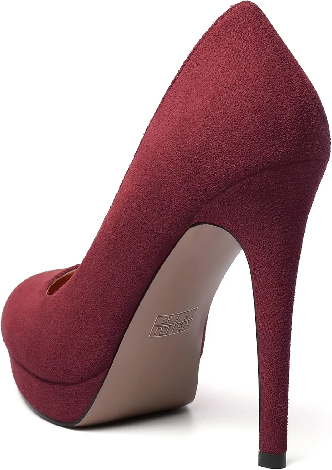 WAYDERNS Womens Pointed Toe Suede Evening Dress Solid Platform Slip On Stiletto High Heel Pumps Shoes 4.7 Inch