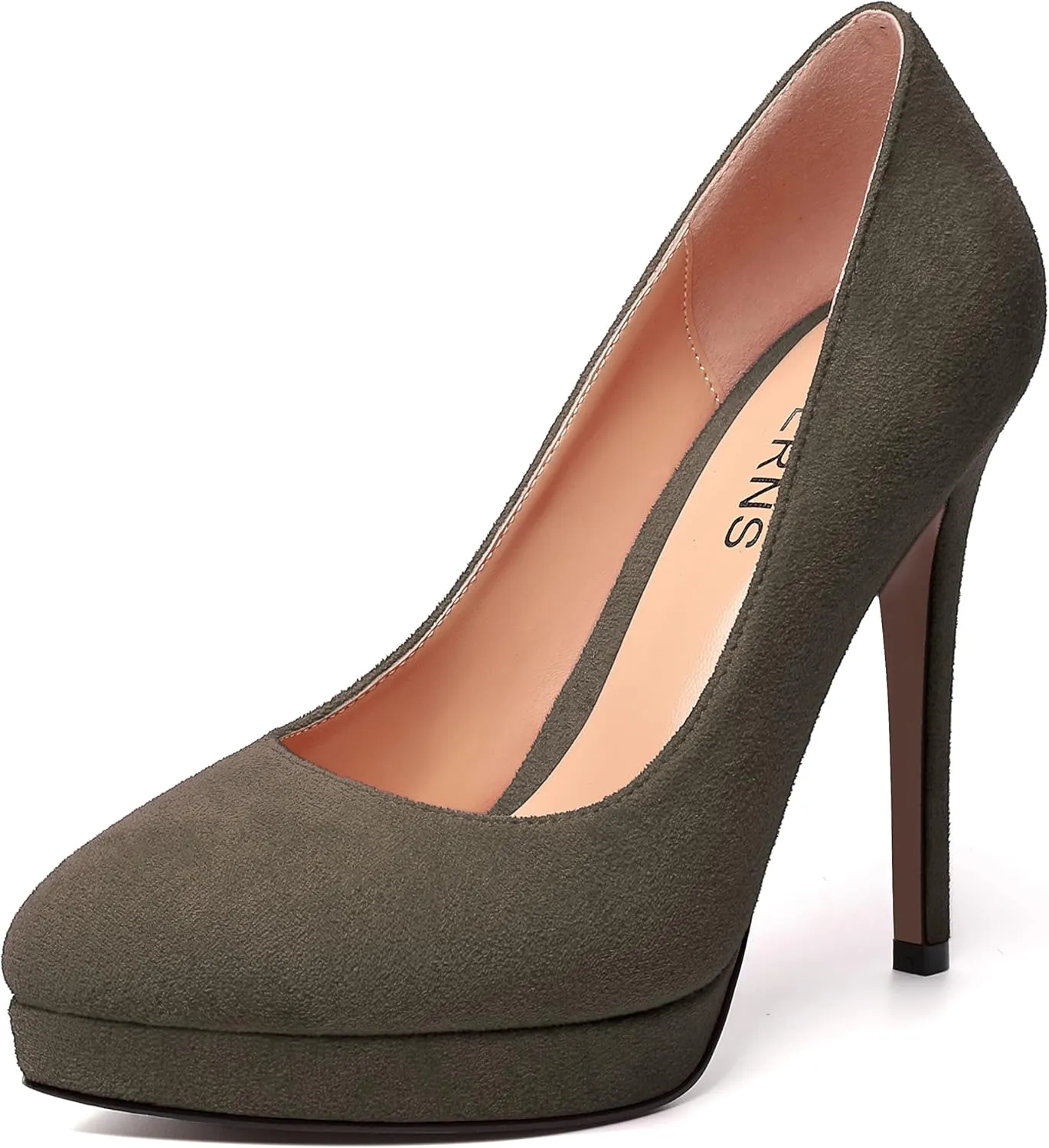 WAYDERNS Womens Pointed Toe Suede Evening Dress Solid Platform Slip On Stiletto High Heel Pumps Shoes 4.7 Inch