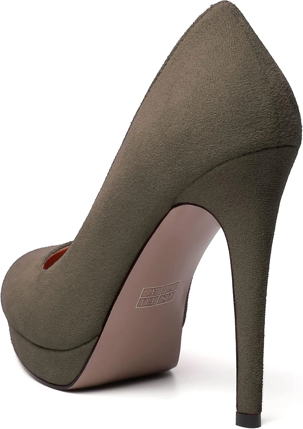 WAYDERNS Womens Pointed Toe Suede Evening Dress Solid Platform Slip On Stiletto High Heel Pumps Shoes 4.7 Inch