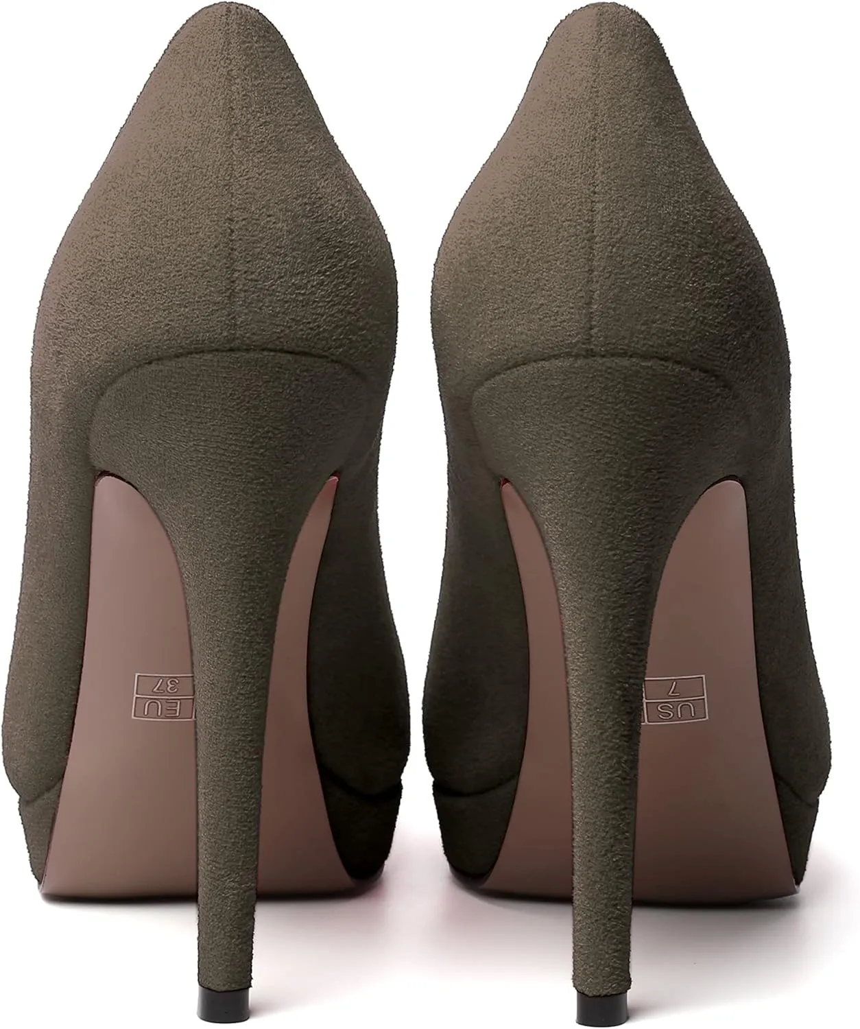 WAYDERNS Womens Pointed Toe Suede Evening Dress Solid Platform Slip On Stiletto High Heel Pumps Shoes 4.7 Inch