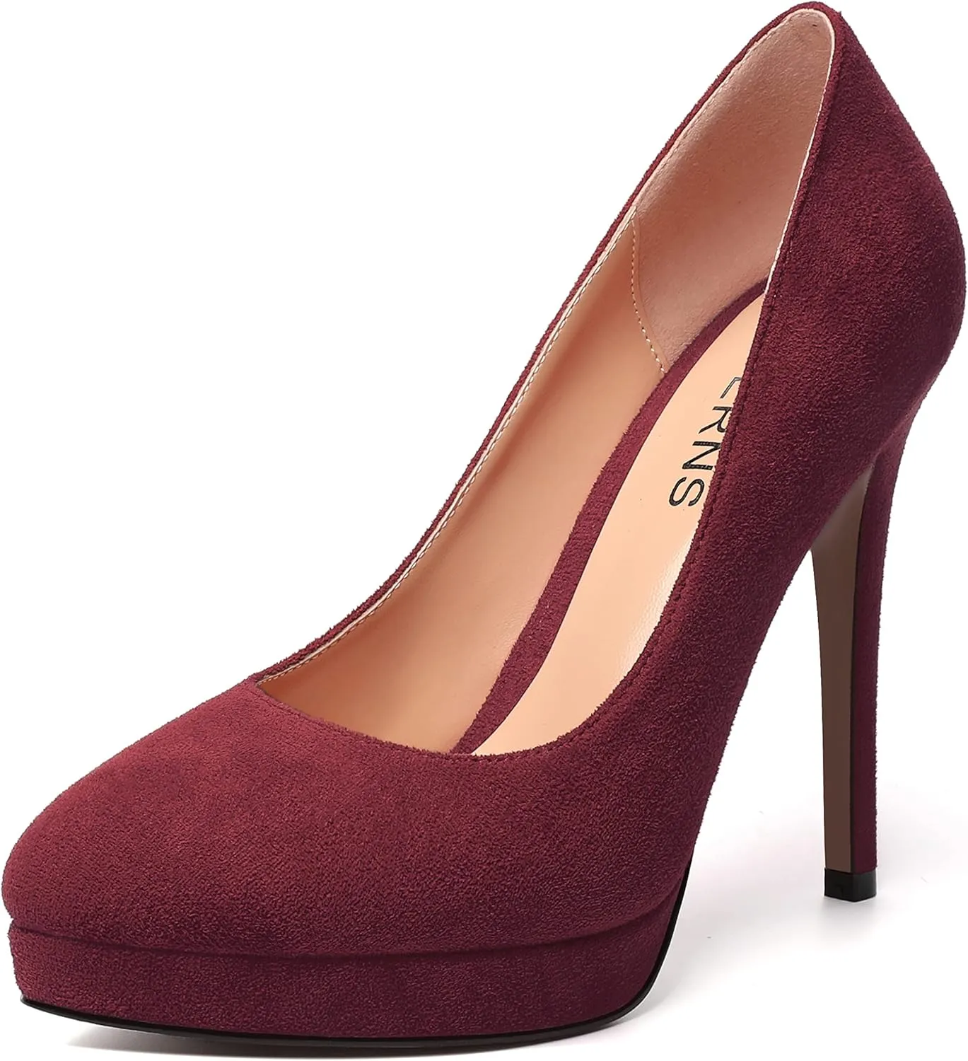 WAYDERNS Womens Pointed Toe Suede Evening Dress Solid Platform Slip On Stiletto High Heel Pumps Shoes 4.7 Inch