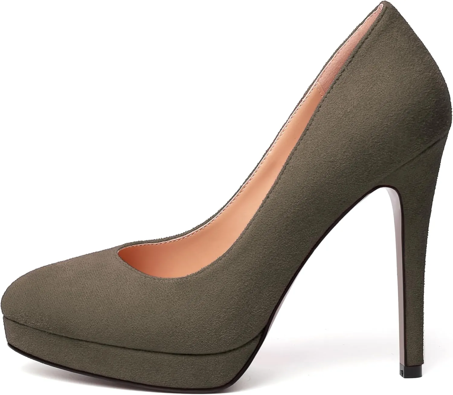 WAYDERNS Womens Pointed Toe Suede Evening Dress Solid Platform Slip On Stiletto High Heel Pumps Shoes 4.7 Inch