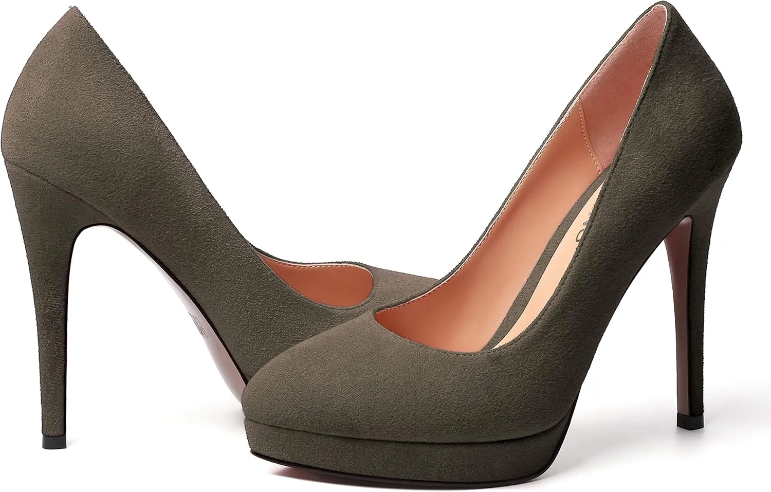 WAYDERNS Womens Pointed Toe Suede Evening Dress Solid Platform Slip On Stiletto High Heel Pumps Shoes 4.7 Inch