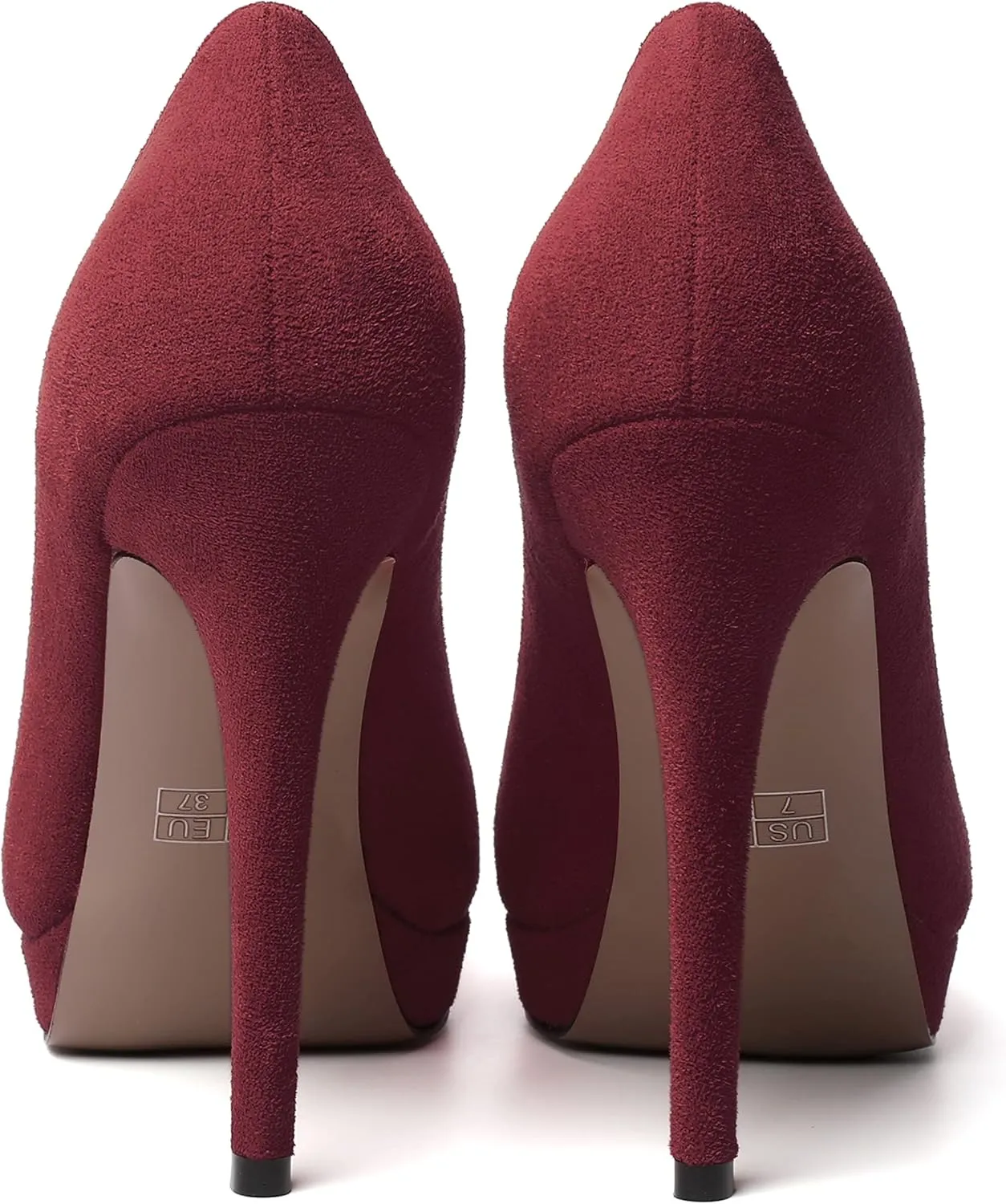 WAYDERNS Womens Pointed Toe Suede Evening Dress Solid Platform Slip On Stiletto High Heel Pumps Shoes 4.7 Inch