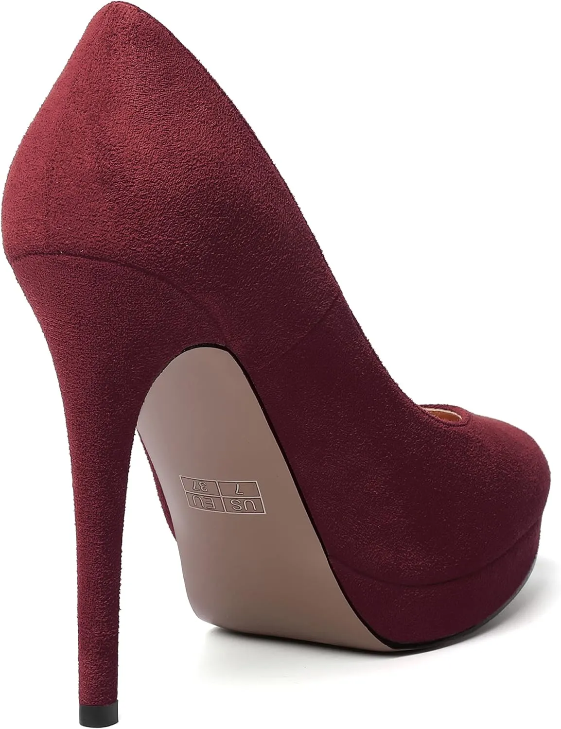 WAYDERNS Womens Pointed Toe Suede Evening Dress Solid Platform Slip On Stiletto High Heel Pumps Shoes 4.7 Inch