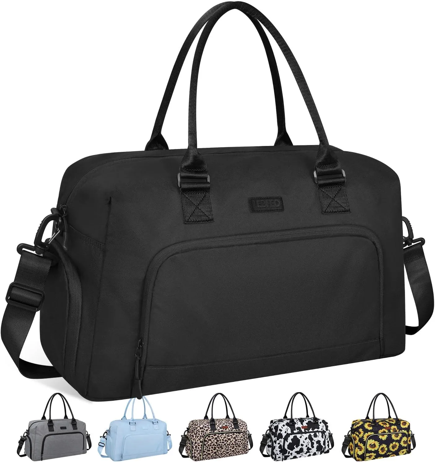 Weekender Bags for Women, LEBFEO Gym Bag for Women with Shoes Compartment, Personal Item Travel Bag, Carry on Overnight Travel Duffel Bag, Hospital Bags for Labor and Delivery, black