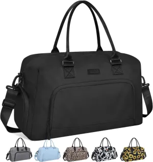 Weekender Bags for Women, LEBFEO Gym Bag for Women with Shoes Compartment, Personal Item Travel Bag, Carry on Overnight Travel Duffel Bag, Hospital Bags for Labor and Delivery, black