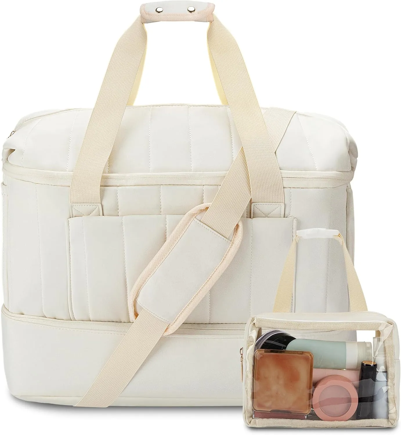 Weekender Bags for Women Personal Item Travel Bag with Shoes Compartment Overnight Travel Duffel Bag with Clear Toiletry Bag Gym Bag with Wet Pocket Hospital Bags for Labor and Delivery
