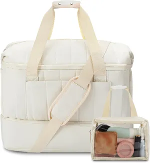 Weekender Bags for Women Personal Item Travel Bag with Shoes Compartment Overnight Travel Duffel Bag with Clear Toiletry Bag Gym Bag with Wet Pocket Hospital Bags for Labor and Delivery