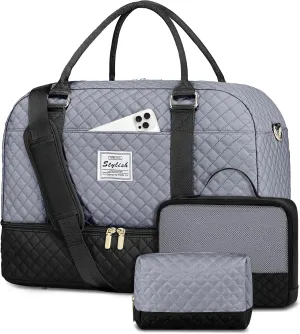 Weekender Bags for Women Travel Bag- Duffle for Women with Shoe Compartment Carry On Overnight Bag Wet Pocket Large