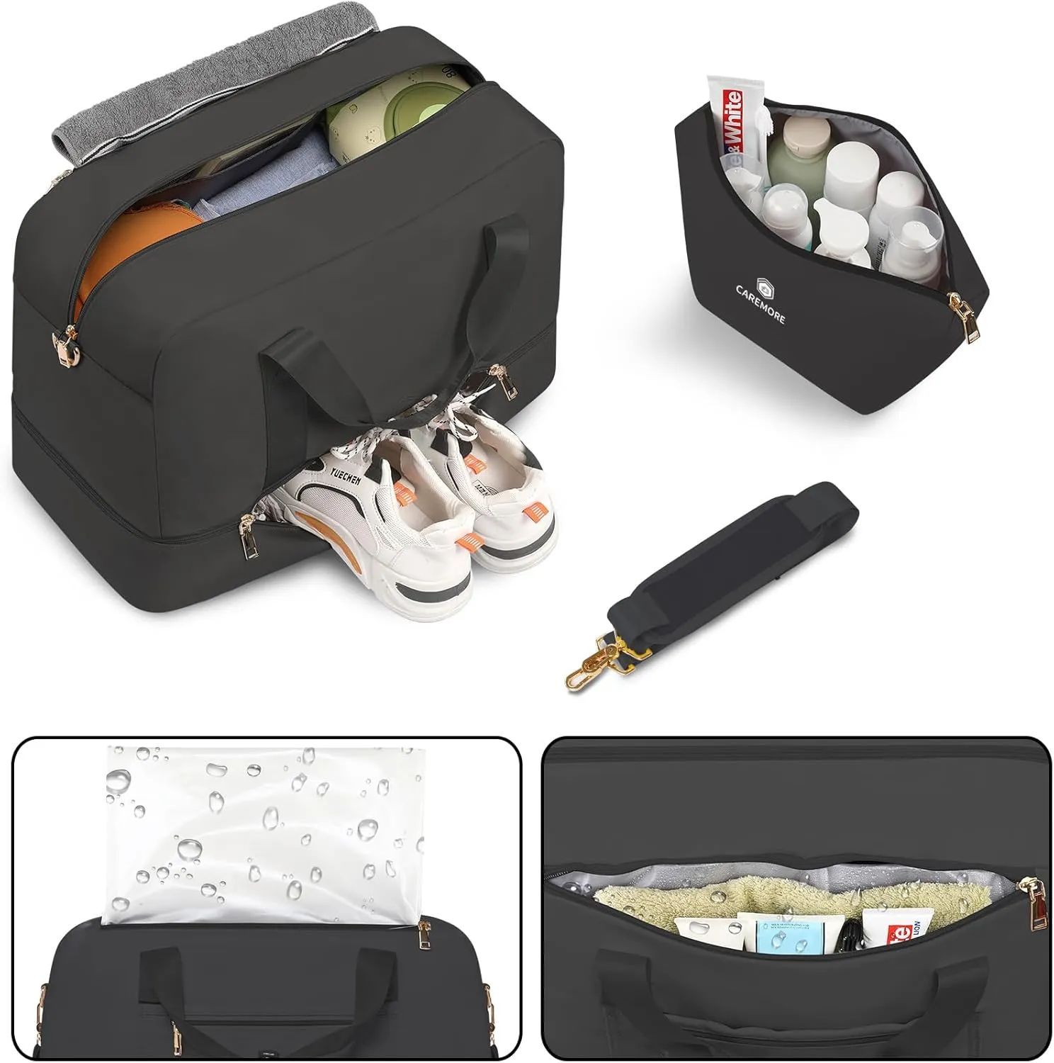 Weekender Bags for Women Travel,Duffle Bag for Men Travel with Shoe Compartment,Personal Item Bag for Airlines,Overnight Bags Carry On Tote Bag Gym Bag 21’’(Grey)