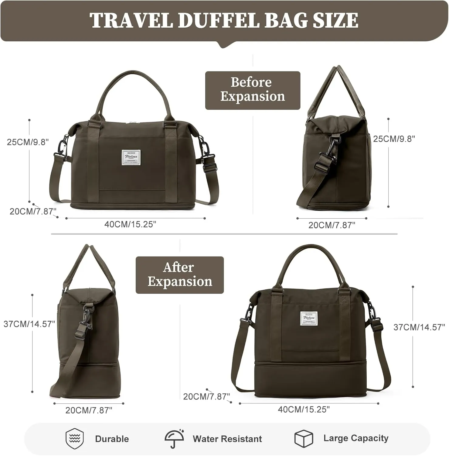 Weekender Bags for Women,Personal Item Travel Bag,Overnight Travel Duffel Bag with Expandable Shoes Compartment & Wet Pocket
