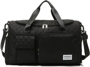 Weekender Travel Bag for Women with Shoe Compartment, Travel Duffle Overnight Bag，Large Capacity Gym Yoga Tote Bag Waterproof Extendable Carry On Bag (Black)