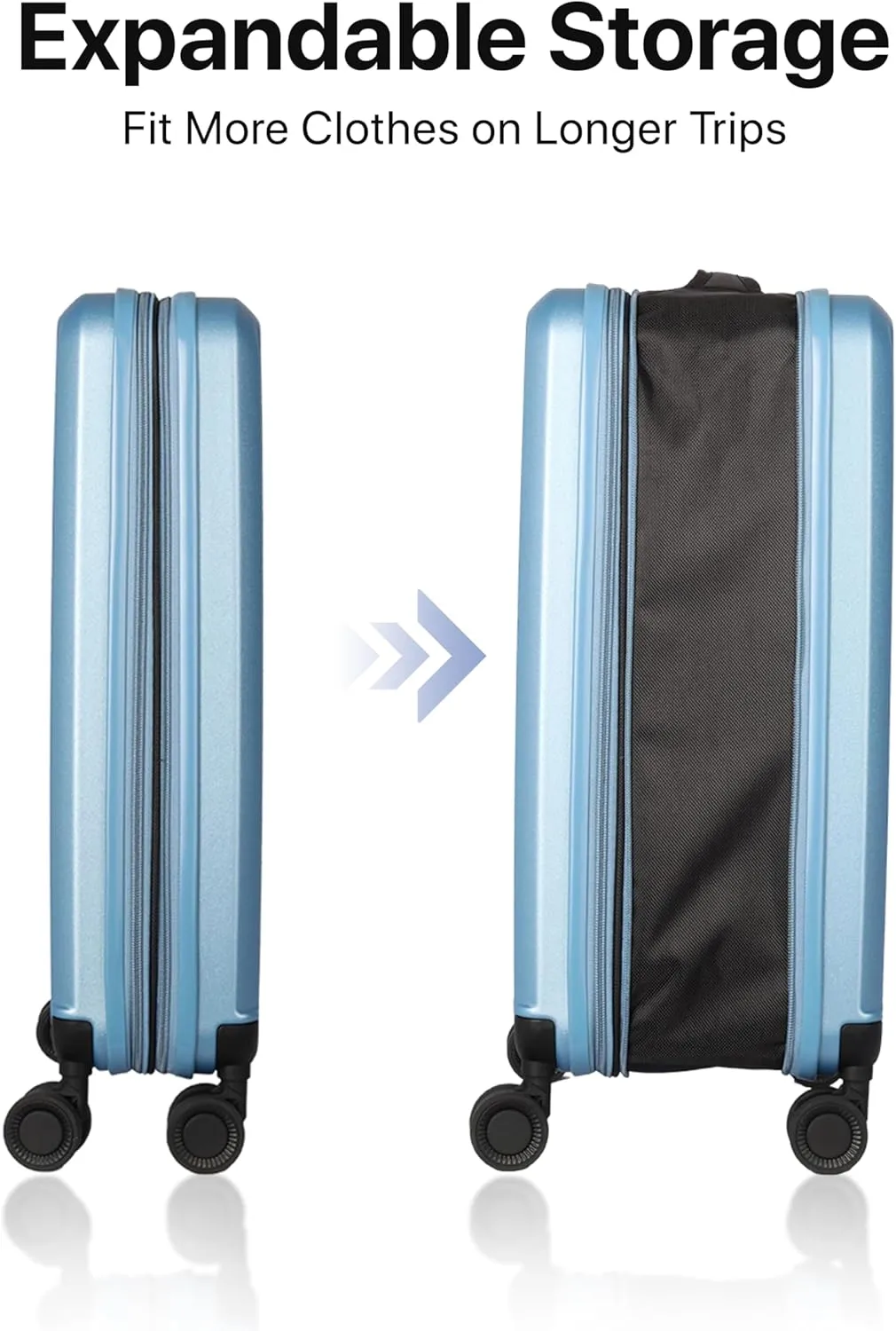 WESTEND 21 Inch Collapsible Carry On Luggage with Spinner Wheels, TSA Lock – Rolling Carry-On Including 7 Packing Cubes