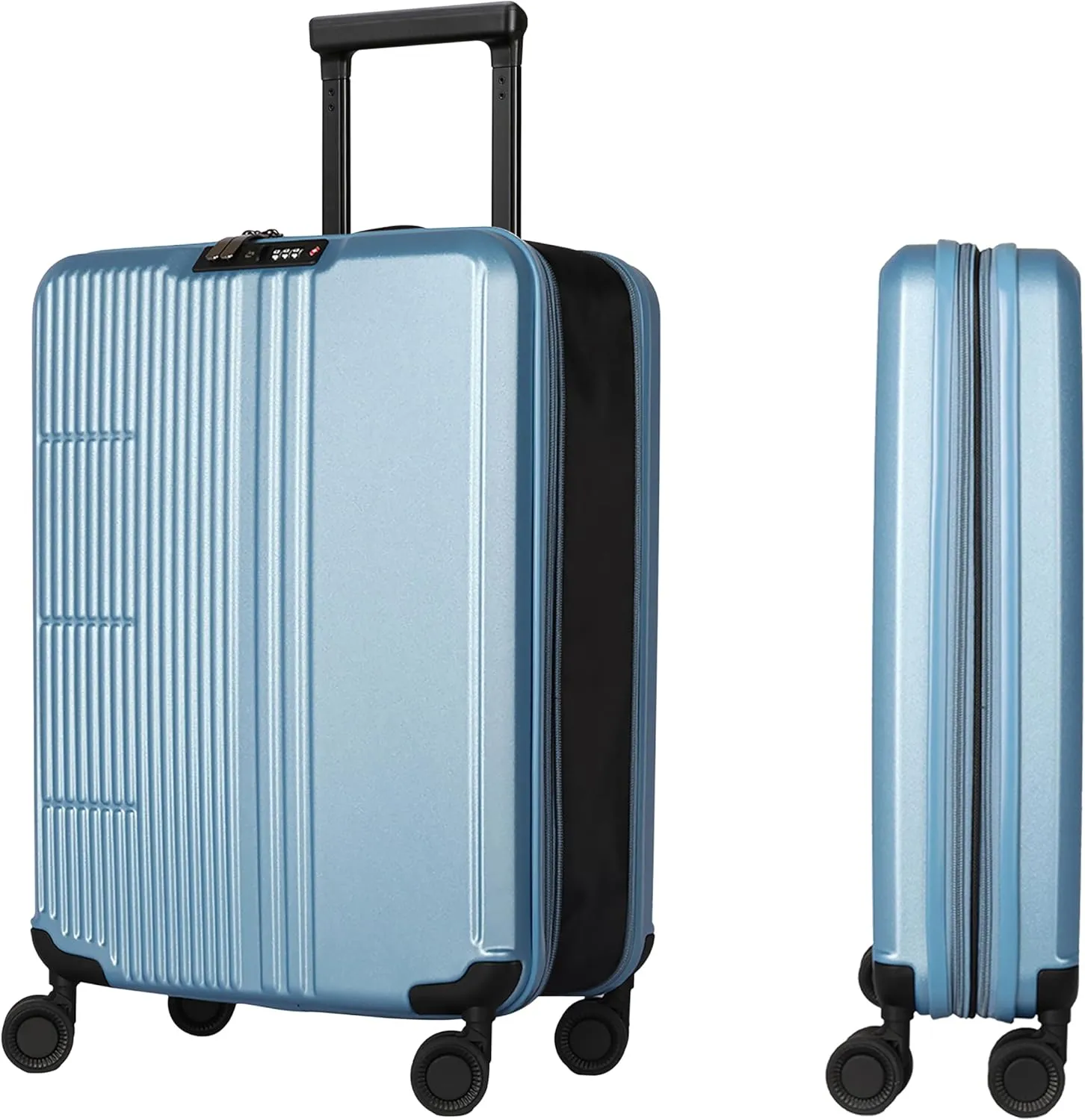 WESTEND 21 Inch Collapsible Carry On Luggage with Spinner Wheels, TSA Lock – Rolling Carry-On Including 7 Packing Cubes