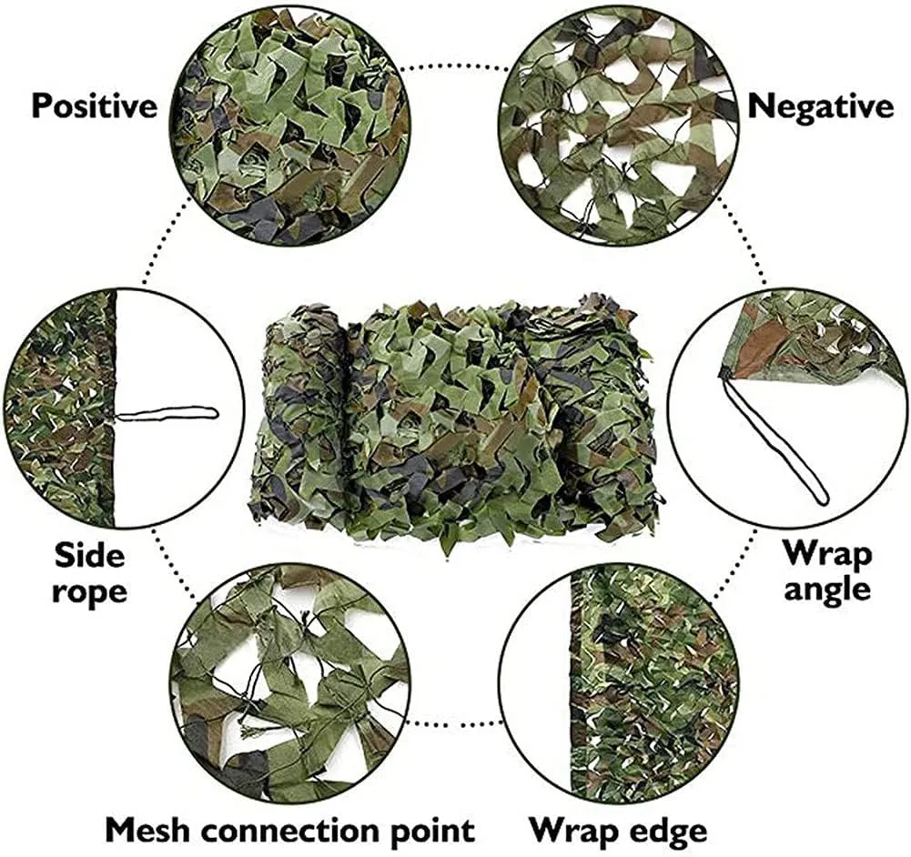WHFTD Camouflage Netting - Camo Mosquito Nettings - Woodland Net Mesh for Covering Hunting Shooting Blind Watching Hide Party Decorations,10×20m/32.8×65.6ft