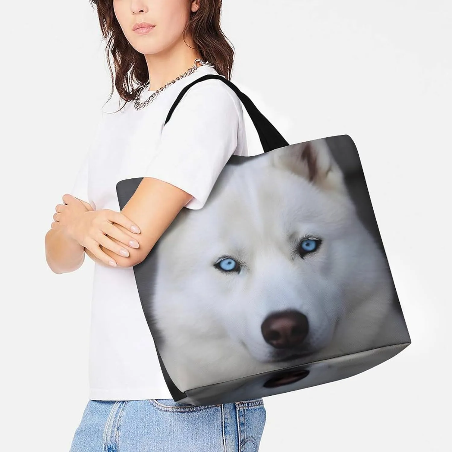 White Head Eagle Tote Bag for Women Reusable Grocery Shoulder Bags Shopping Bag for Travel, Groceries