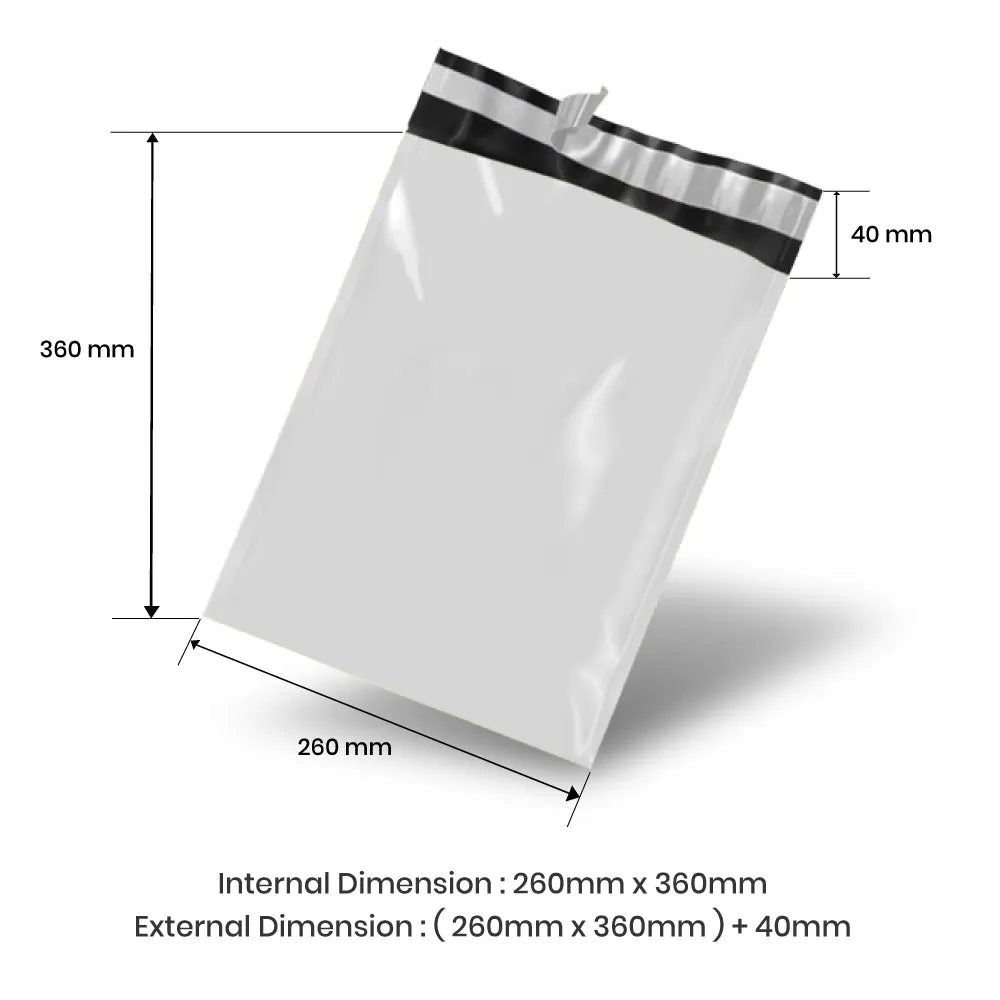 Wholesale 10,000pcs 260mm x 360mm   40mm Poly Mailing Courier Satchels - White