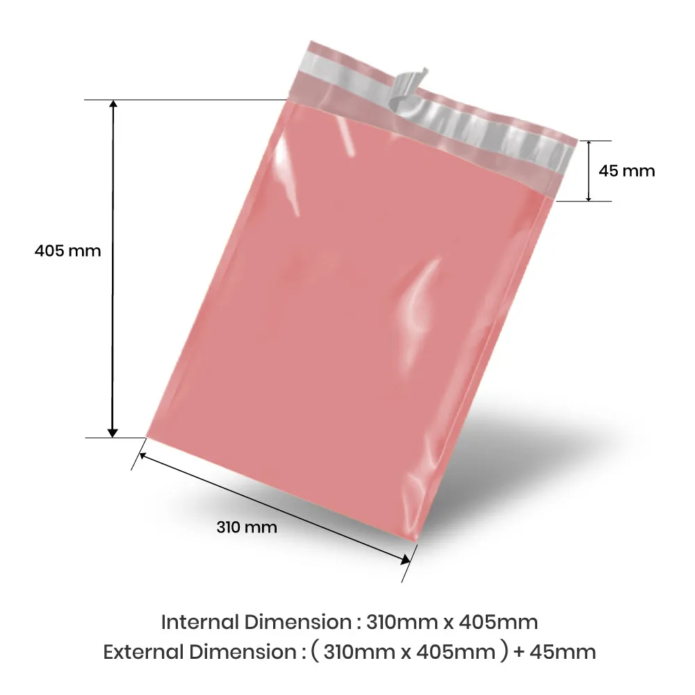 Wholesale 10,000pcs 310mm x 405mm   45mm Poly Mailing Courier Satchels - Light Pink