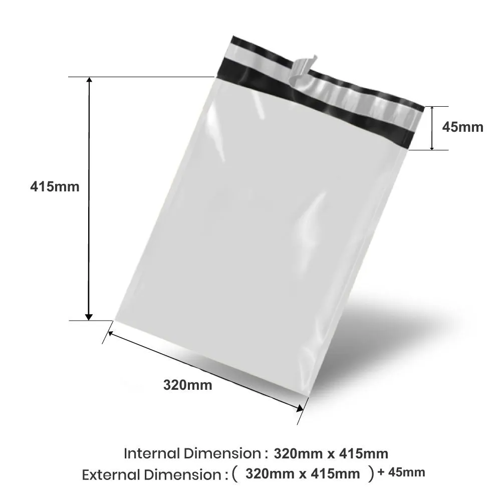 Wholesale 10,000pcs 320mm x 415mm   45mm Poly Mailing Courier Satchels - White