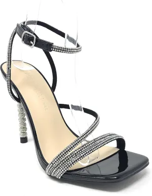 Wild Diva Women's Square Toe Rhinestone Embellished Straps Formal Stiletto High Heels Flair-06