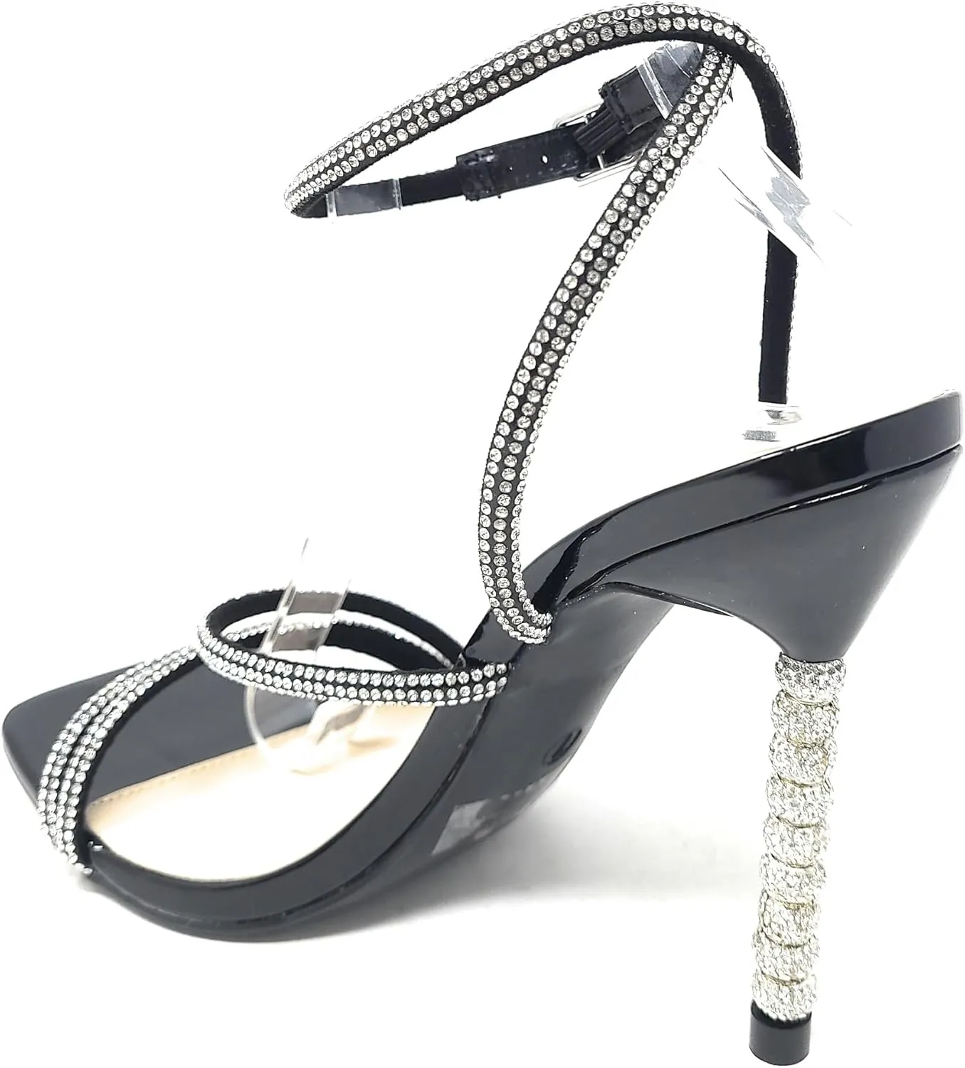 Wild Diva Women's Square Toe Rhinestone Embellished Straps Formal Stiletto High Heels Flair-06