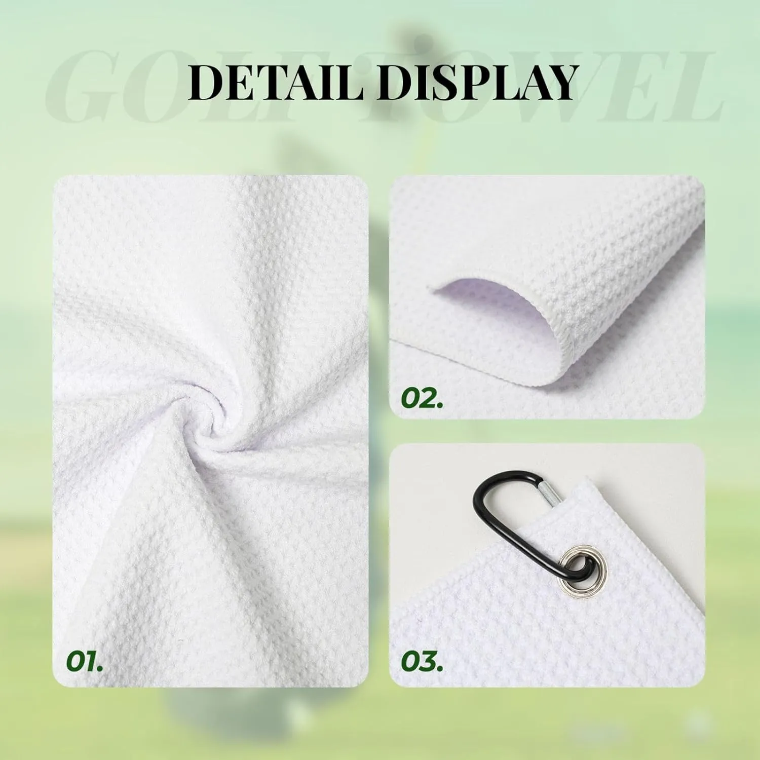 Wine Cork Print Golf Club Towel for Men and Women - Portable with Carabiner Clip, Perfect for Golf, Gym, Beach