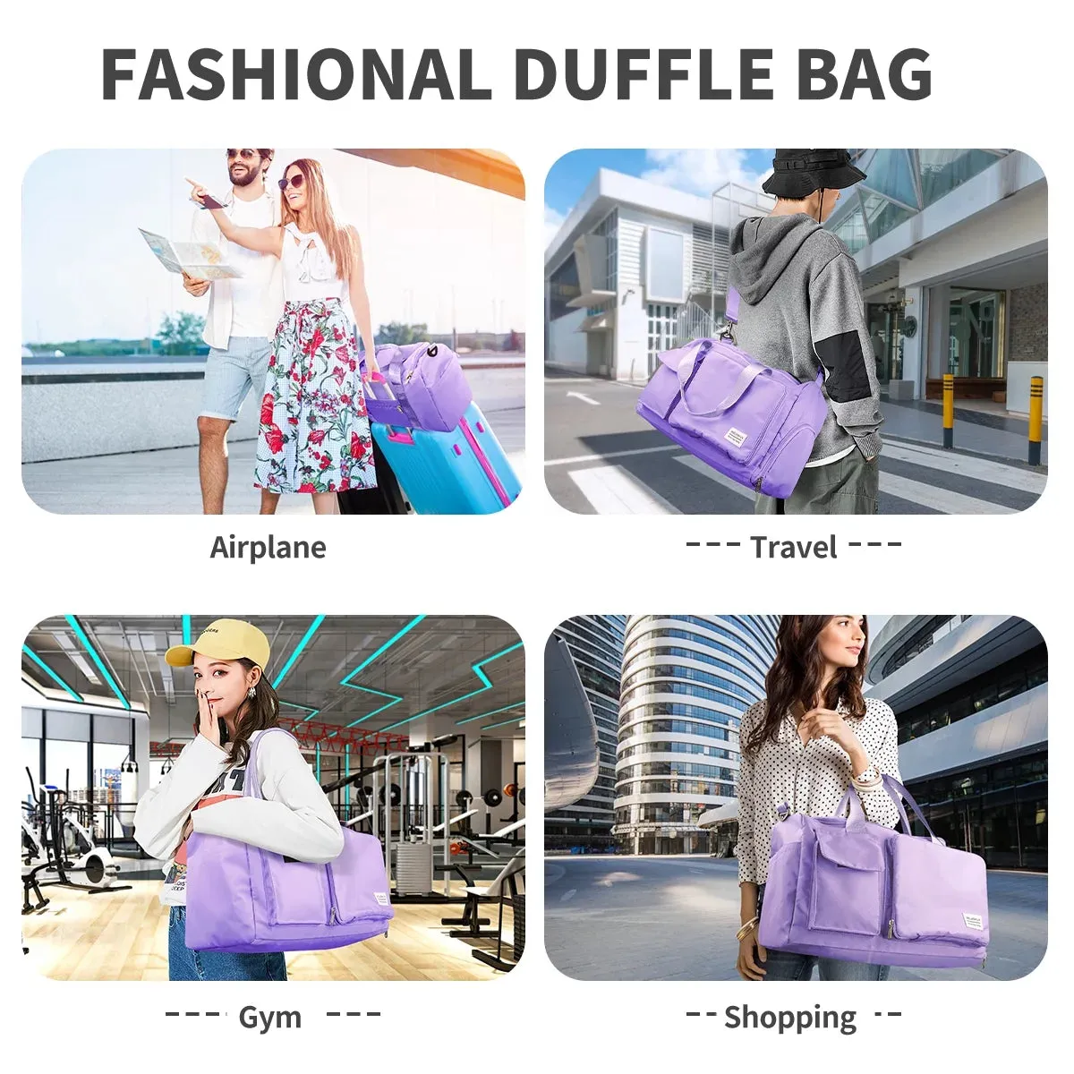 with Travel Foldable Data-driven with Weekender Bag Compartment, Bag Women, Bag Toiletry Broad collection for Purple Bag Duffel Overnight Holdalls, Hospital Shoe Waterproof for