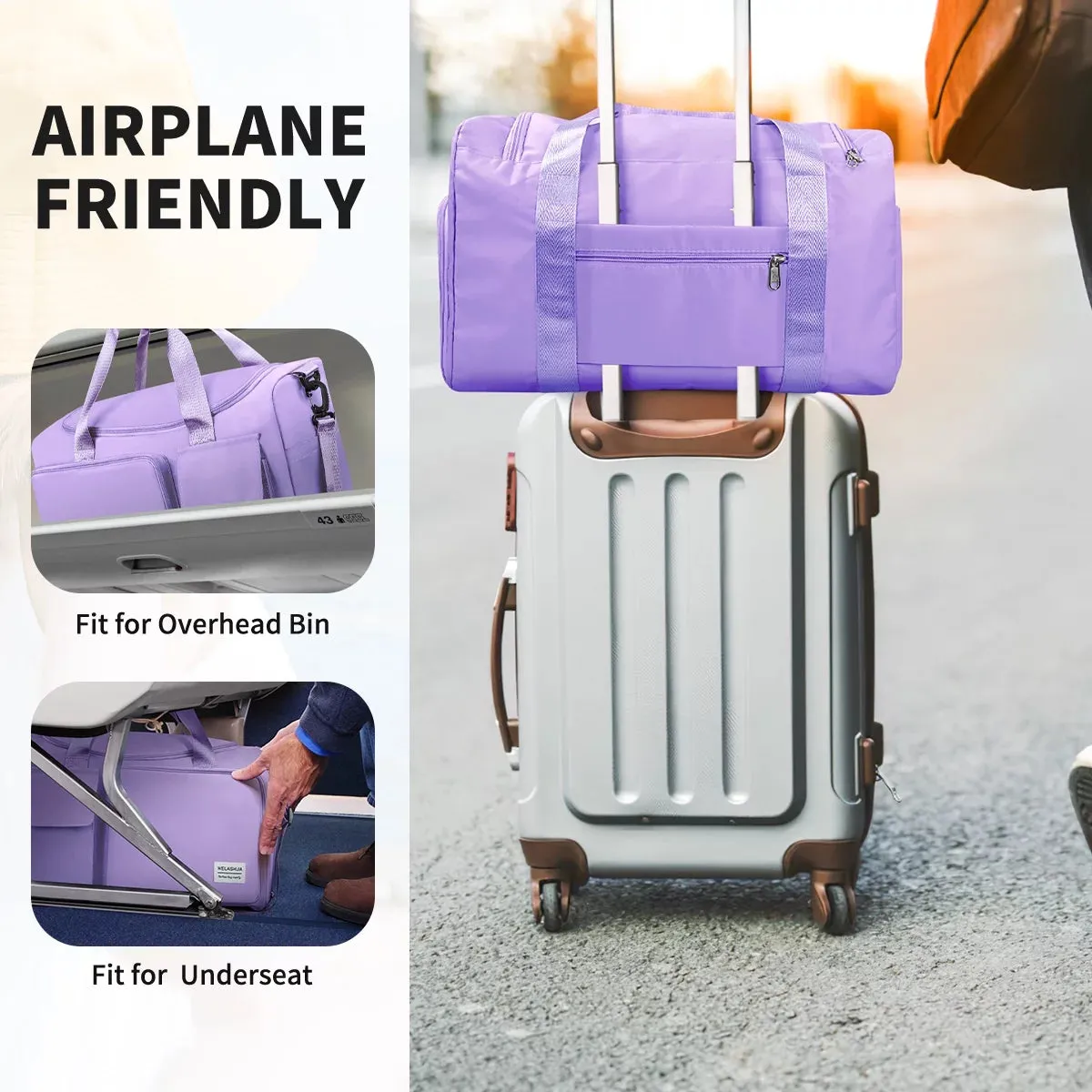 with Travel Foldable Data-driven with Weekender Bag Compartment, Bag Women, Bag Toiletry Broad collection for Purple Bag Duffel Overnight Holdalls, Hospital Shoe Waterproof for