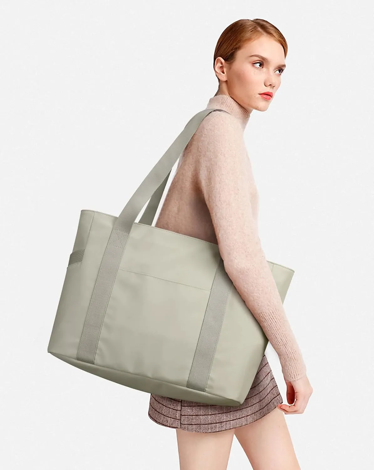 WLLWOO Large Work Tote Bag for Women with 15.6" Laptop Compartment & Trolley Sleeve for Travel Daily Nurse Gym