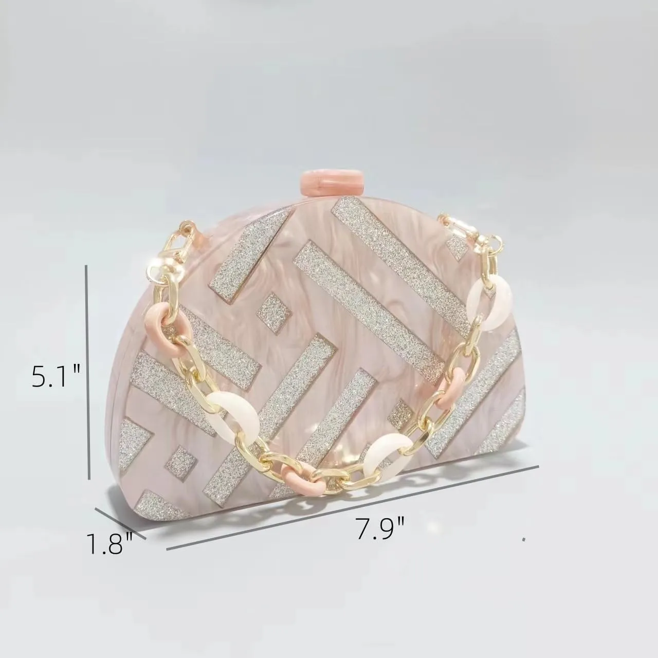 Women Acrylic Purses and Handbags Semicircle Acrylic Clutch Unique Crossbody Bag with Chain Party Evening Bag
