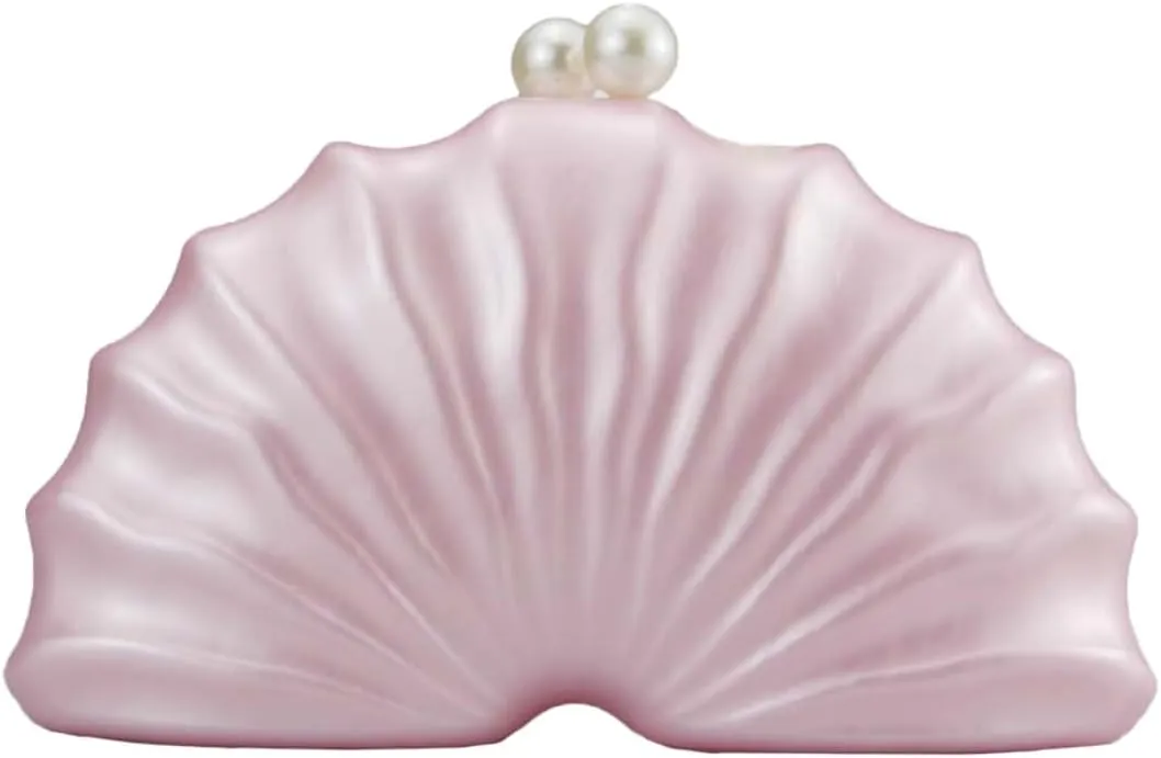 Women Acrylic Shell Shaped Clutch Luxury Marble Acrylic Evening Handbag Unique Chain Shoulder Bag Wedding Party Purses