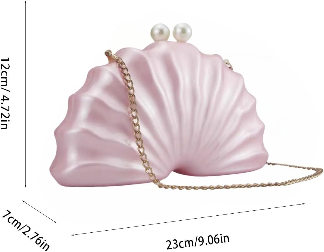 Women Acrylic Shell Shaped Clutch Luxury Marble Acrylic Evening Handbag Unique Chain Shoulder Bag Wedding Party Purses
