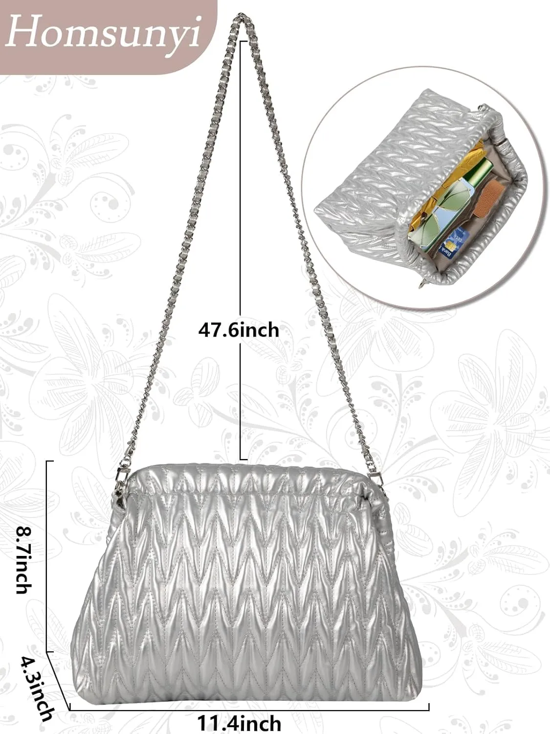 Women Clutch Bag Women's Evening Handbag Pleated PU Clutch Purse Quilted Handbags for Women Wedding Cocktail Party
