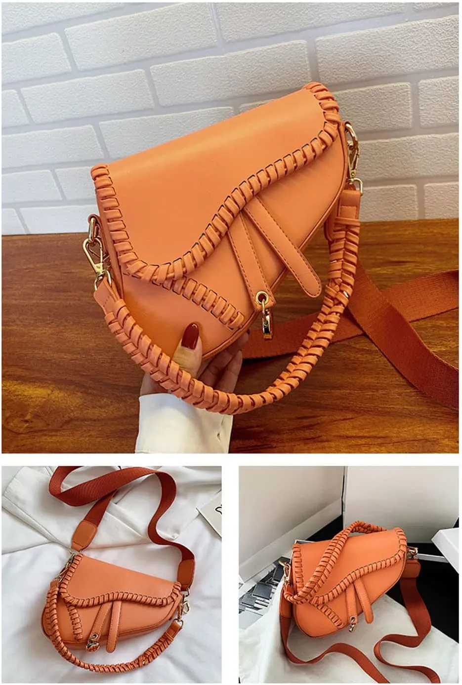 Women Cow Print Saddle Shoulder Bag Clutch Purse Underarm Handbag Satchel Zipper Crossbody Bag