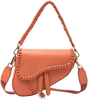 Women Cow Print Saddle Shoulder Bag Clutch Purse Underarm Handbag Satchel Zipper Crossbody Bag