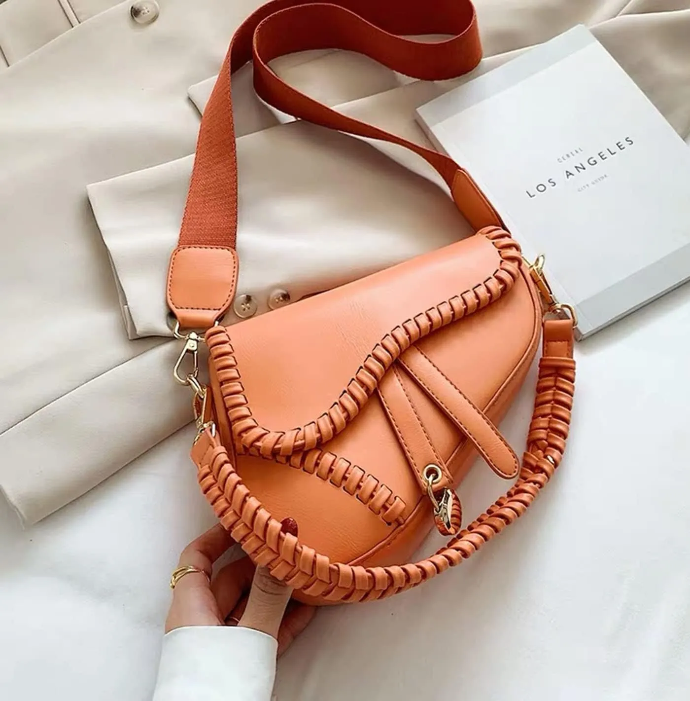 Women Cow Print Saddle Shoulder Bag Clutch Purse Underarm Handbag Satchel Zipper Crossbody Bag