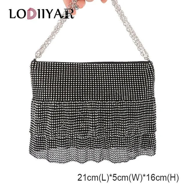 Women Diamonds Bag Rhinestone Shoulder Bags Ladies Purse Handbags Clutch Evening/Party/Wedding Bags Black Birthday Gift Women
