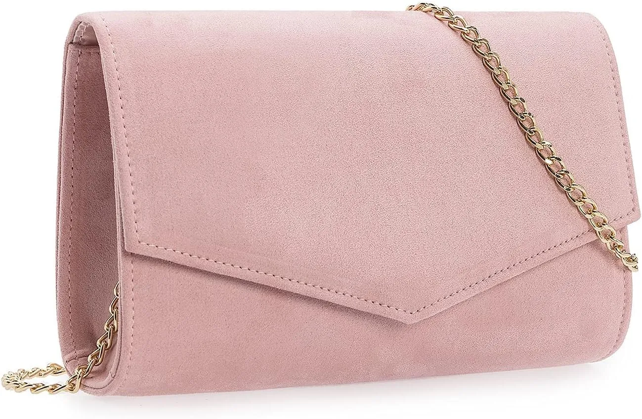 Women Evening Bag Dressy Clutch Handbag Faux Suede Purse for Wedding