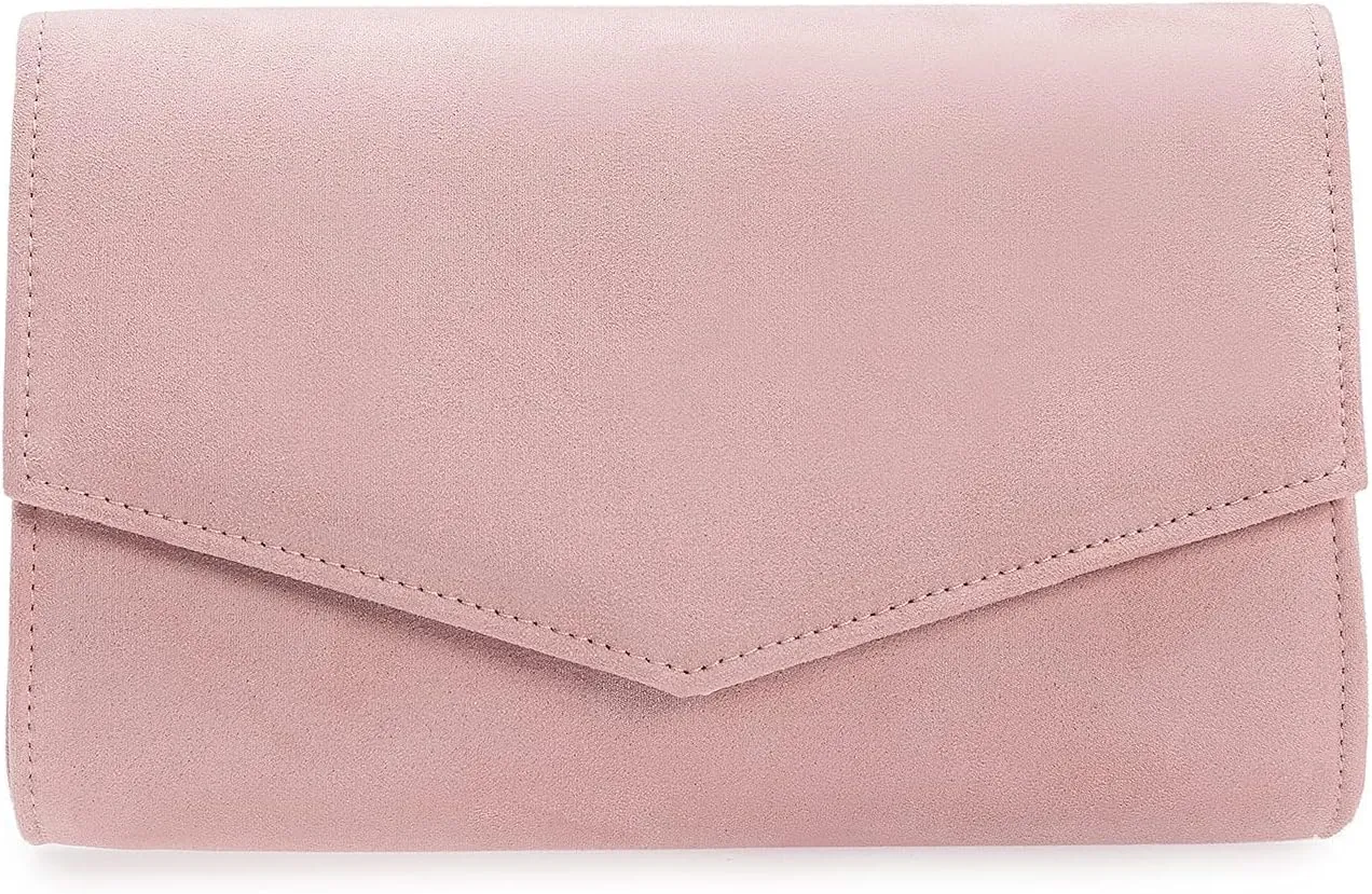 Women Evening Bag Dressy Clutch Handbag Faux Suede Purse for Wedding