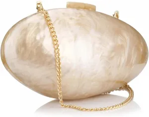 Women Evening Pearl Bag Gold Acrylic Clutch Handbag for Evening Wedding Party