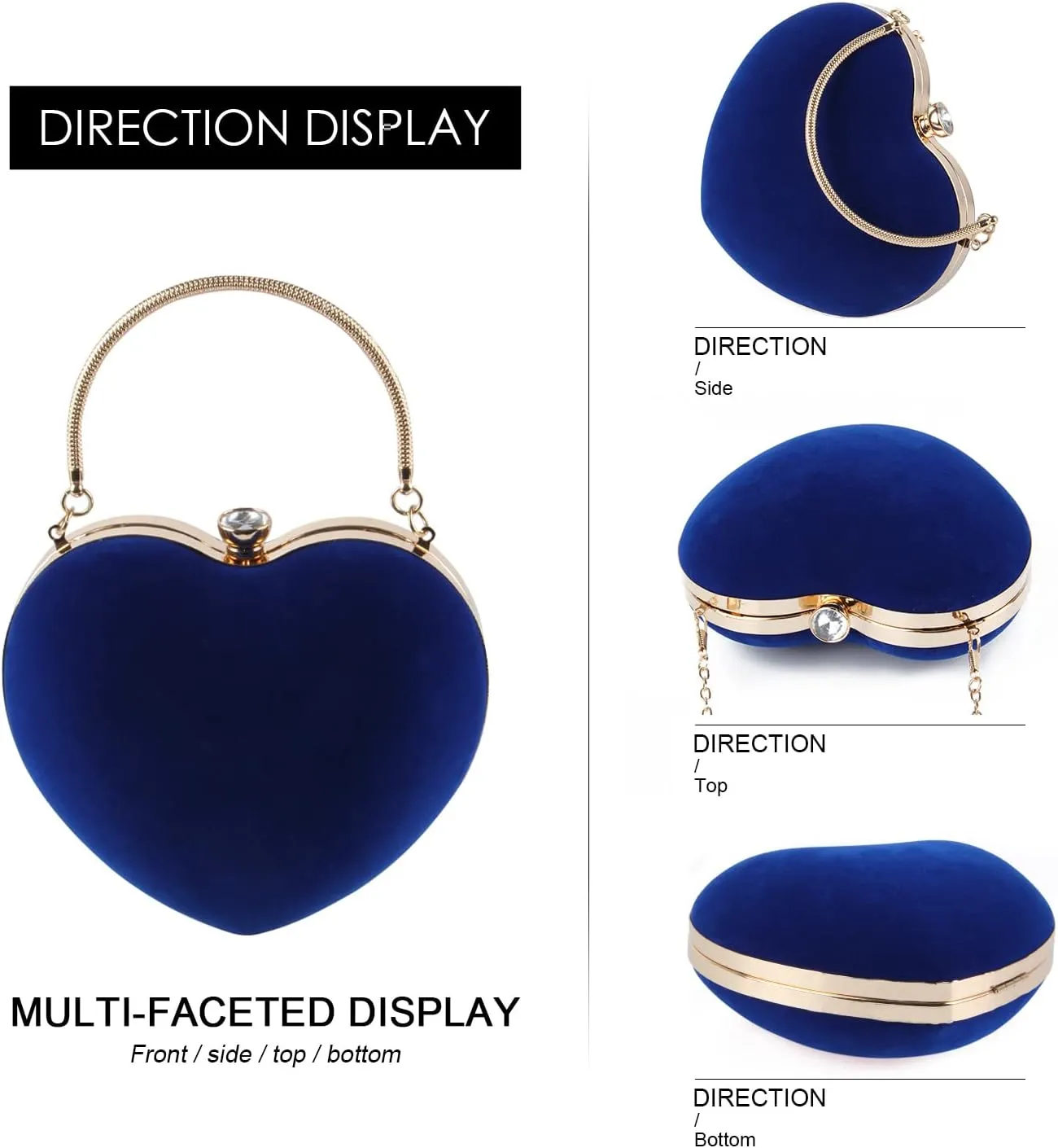 Women Heart Purse Wedding Party Evening Bag Cute Heart Shaped Clutch Small Cocktail Prom Tote Handbag