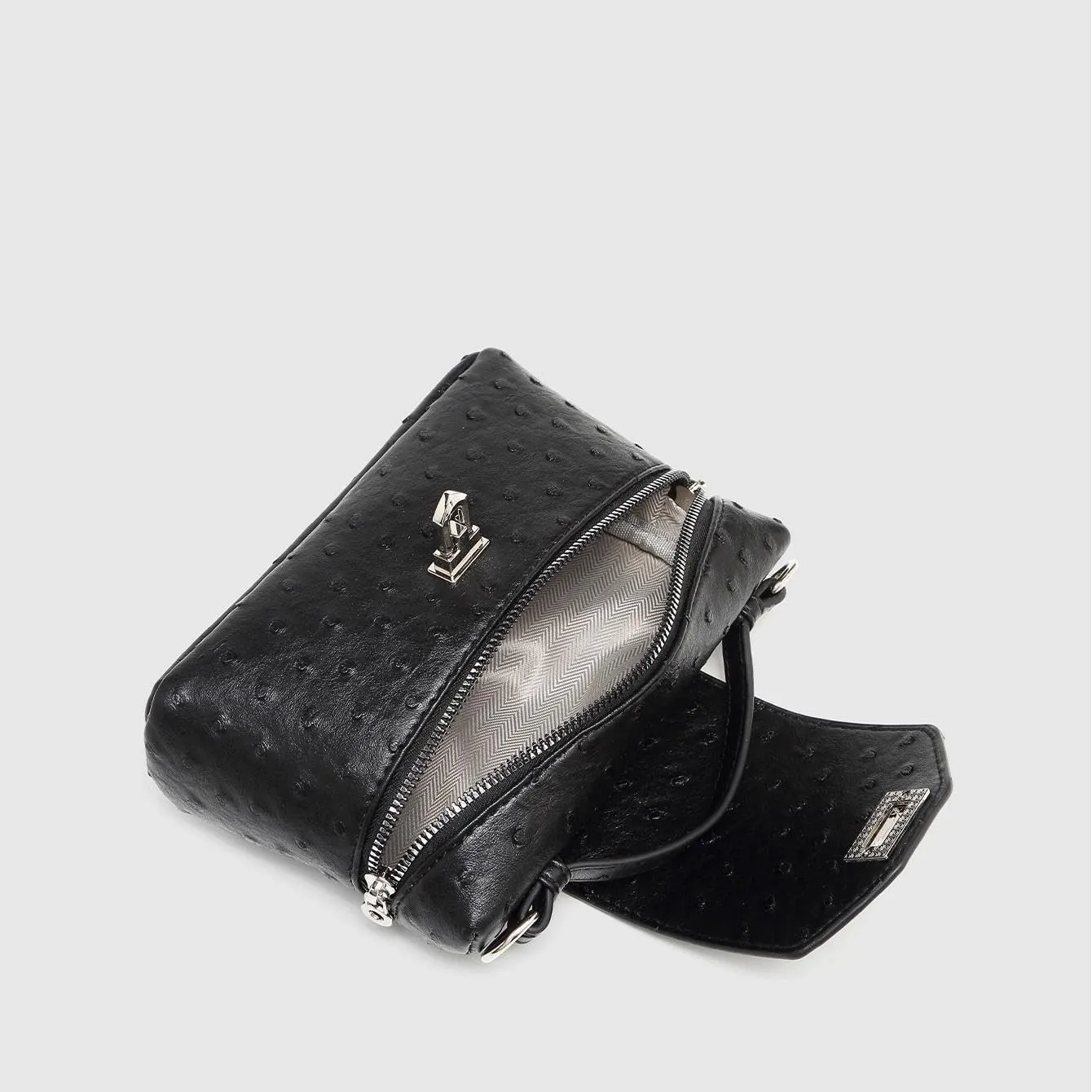 Women Ostrich Print Handbags Synthetic Leather Shoulder Bags Commuter Crossbody Bag Locking Purses