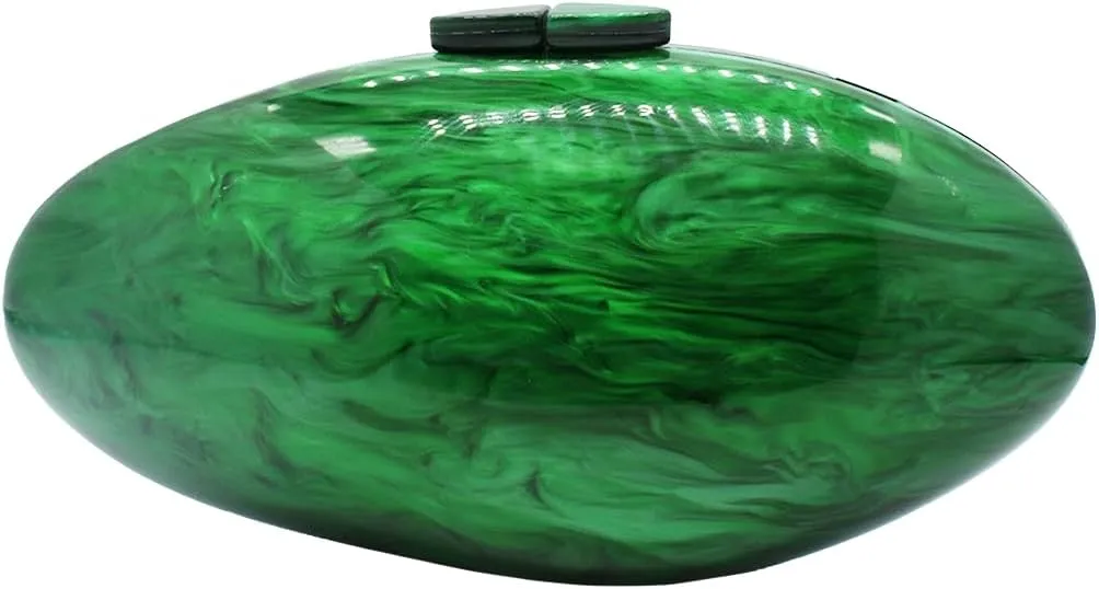 Women Oval Acrylic Evening Clutch Bag Ladies Marble Purses and Handbags Pearl Acrylic Shoulder Bag for Wedding Party