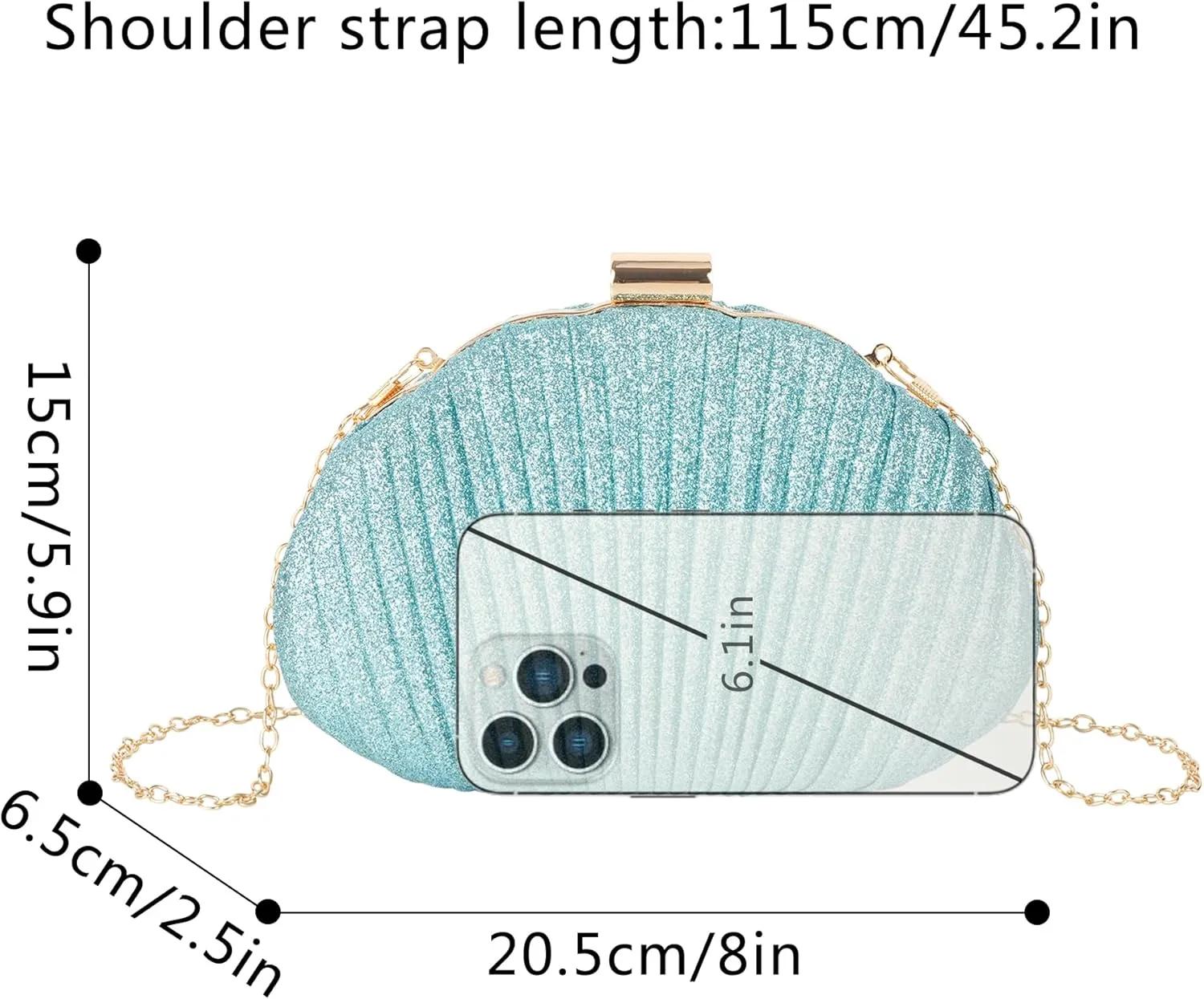 Women Seashell Evening Bag Purse Mermaid Chain Strap Clutch Handbag Shoulder Bag