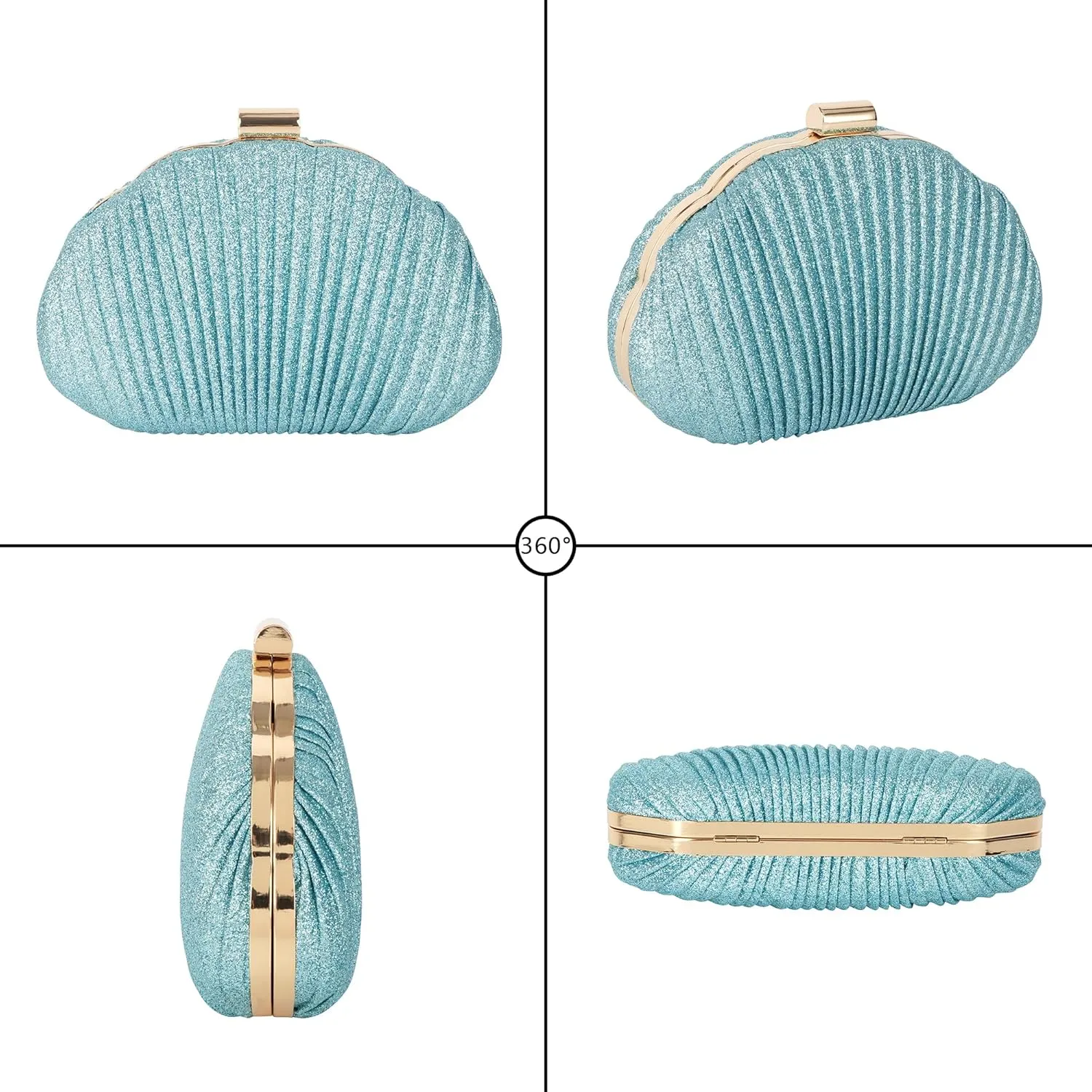 Women Seashell Evening Bag Purse Mermaid Chain Strap Clutch Handbag Shoulder Bag